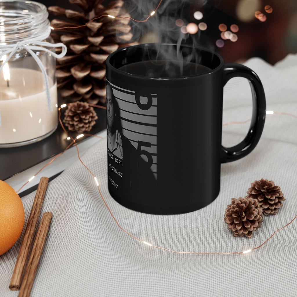 Anthony Soprano Mugshot Black Mug, Coffee Cup for TV Lovers, Gift for Sopranos Fans, Unique Collectible Mug, Funny Decorative Cup