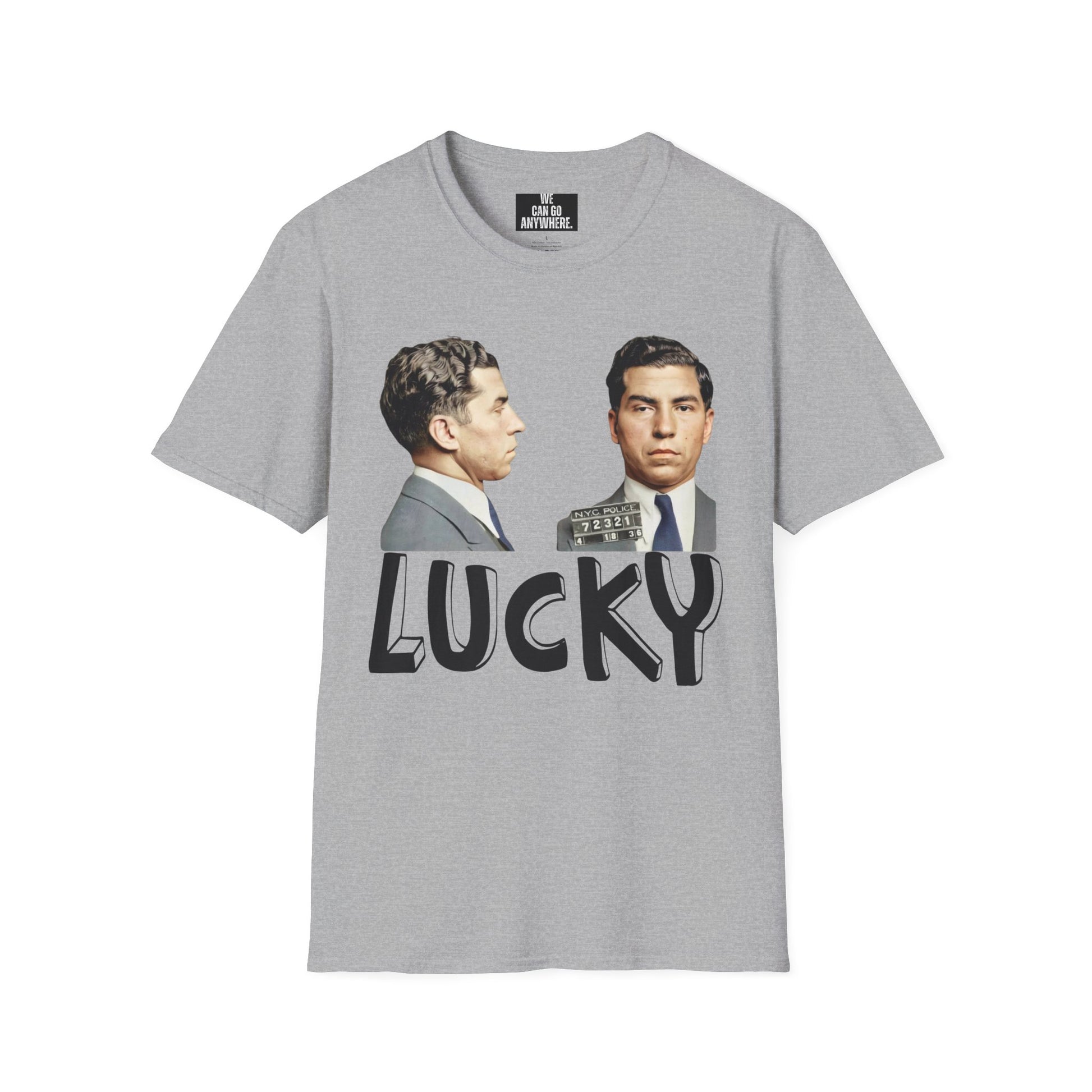 Lucky Luciano Graphic Unisex Softstyle T-Shirt, Vintage Style Tee, Casual Wear, Gift for Him/Her, St. Patrick's Day Shirt, Everyday Comfort