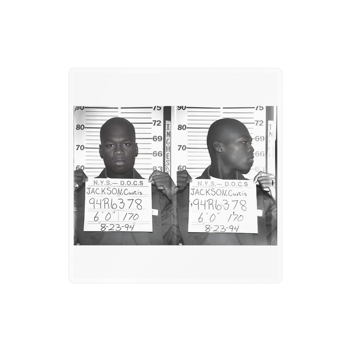 50 Cent Mugshot Sticker – Kiss-Cut Vinyl Decal