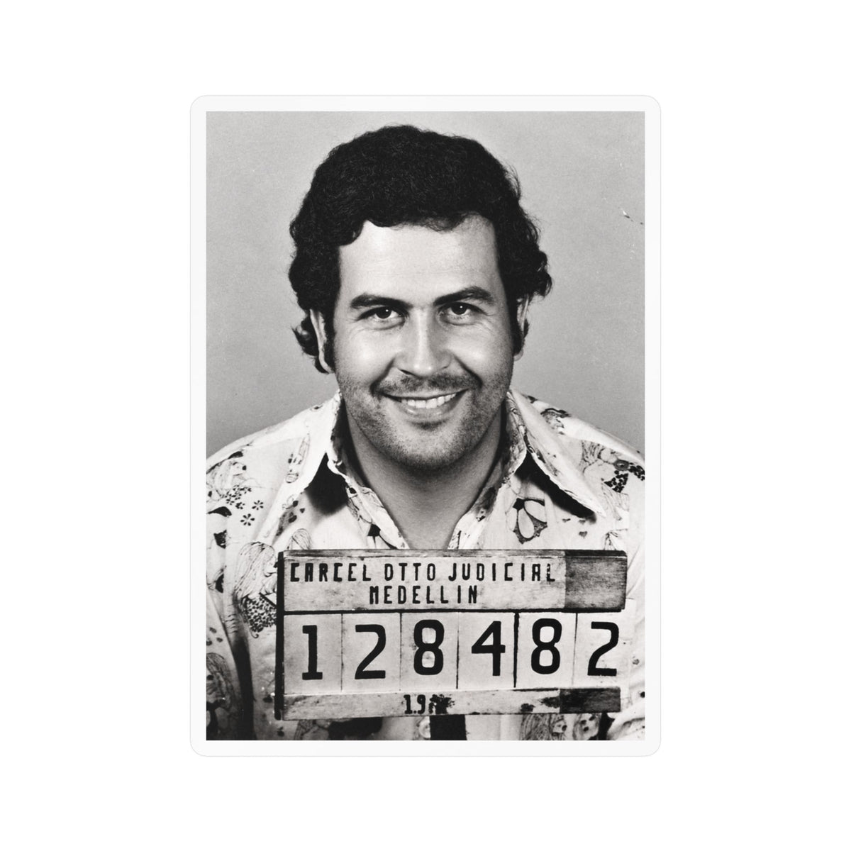 Pablo Escobar Mugshot Sticker – Kiss-Cut Vinyl Decal