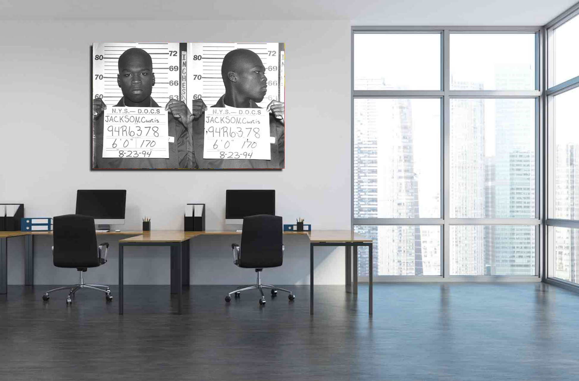 50 Cent Mugshot Wall Art – From Southside to Success