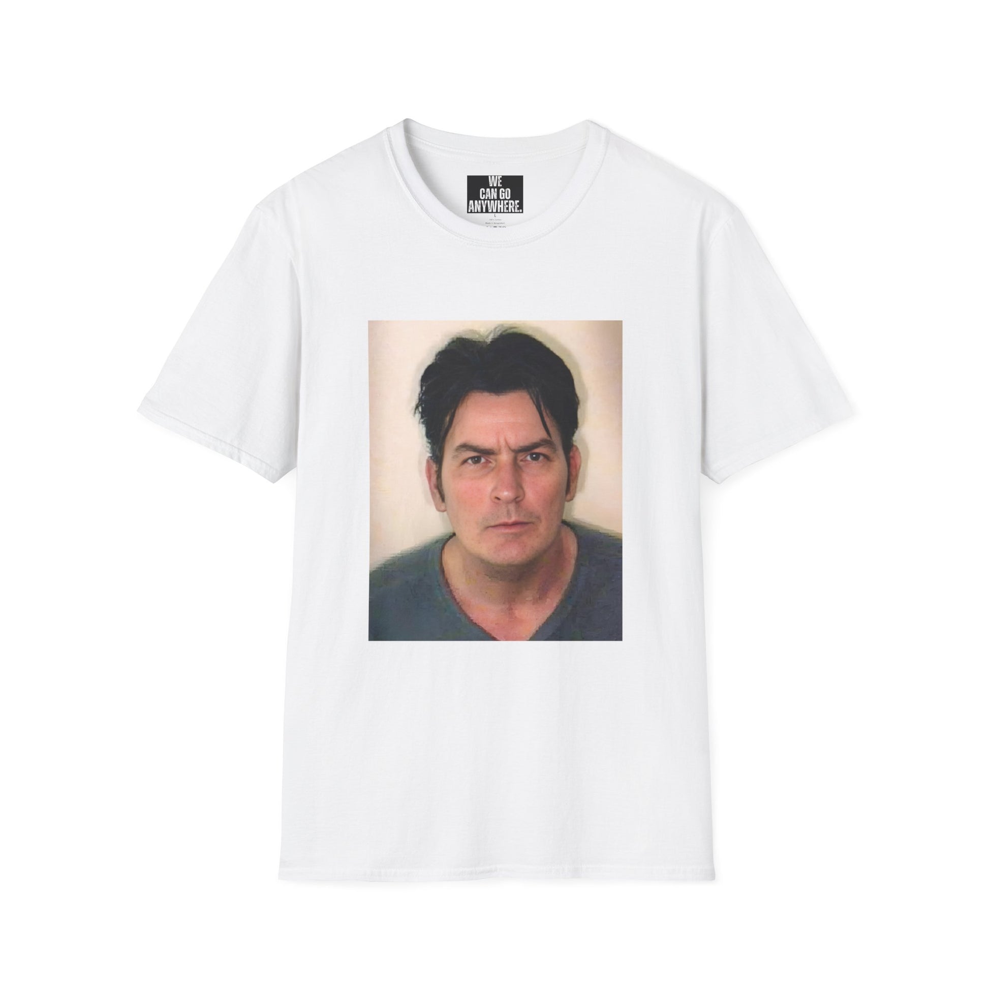 Charlie Sheen Mugshot Tee – Vintage Rebel Unisex T-Shirt, Iconic Celebrity Graphic