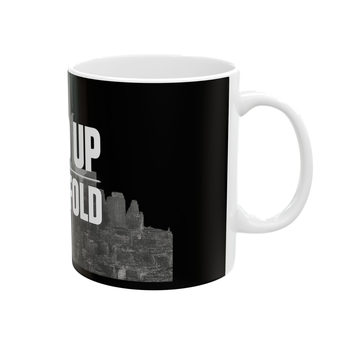Stand Up, Never Fold Black Ceramic Mug – Motivational Coffee Cup