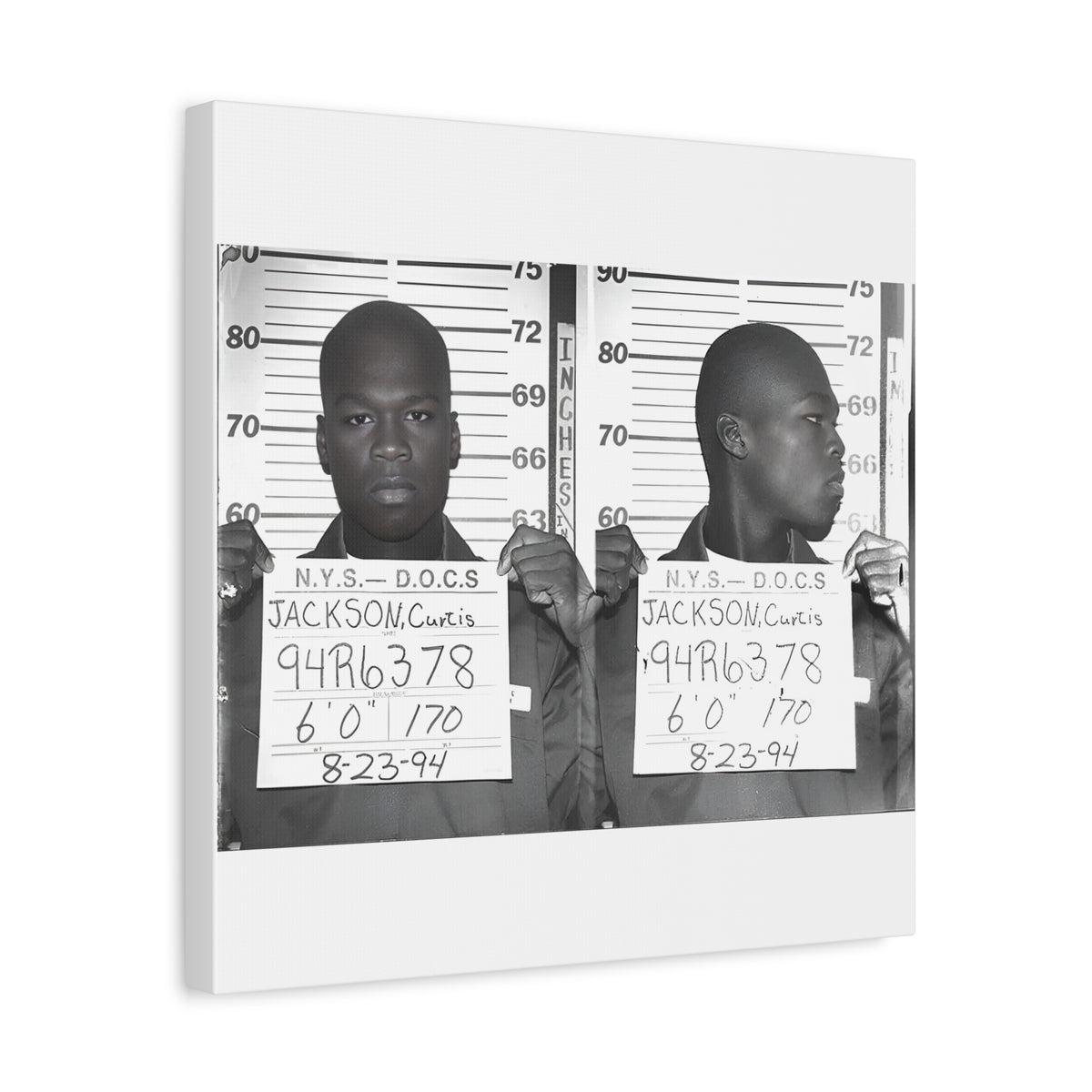 50 Cent 1994 Mugshot Canvas – Matte Stretched 1.25"