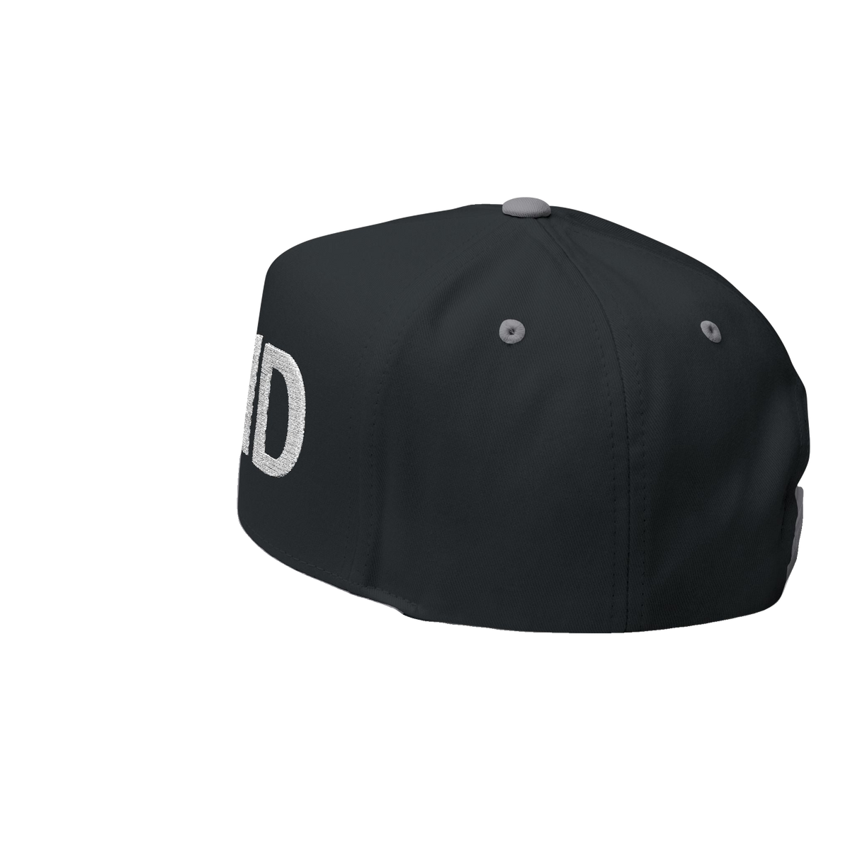 PAID Embroidered Flat Bill Cap — Snapback Hat with Bold Front Text