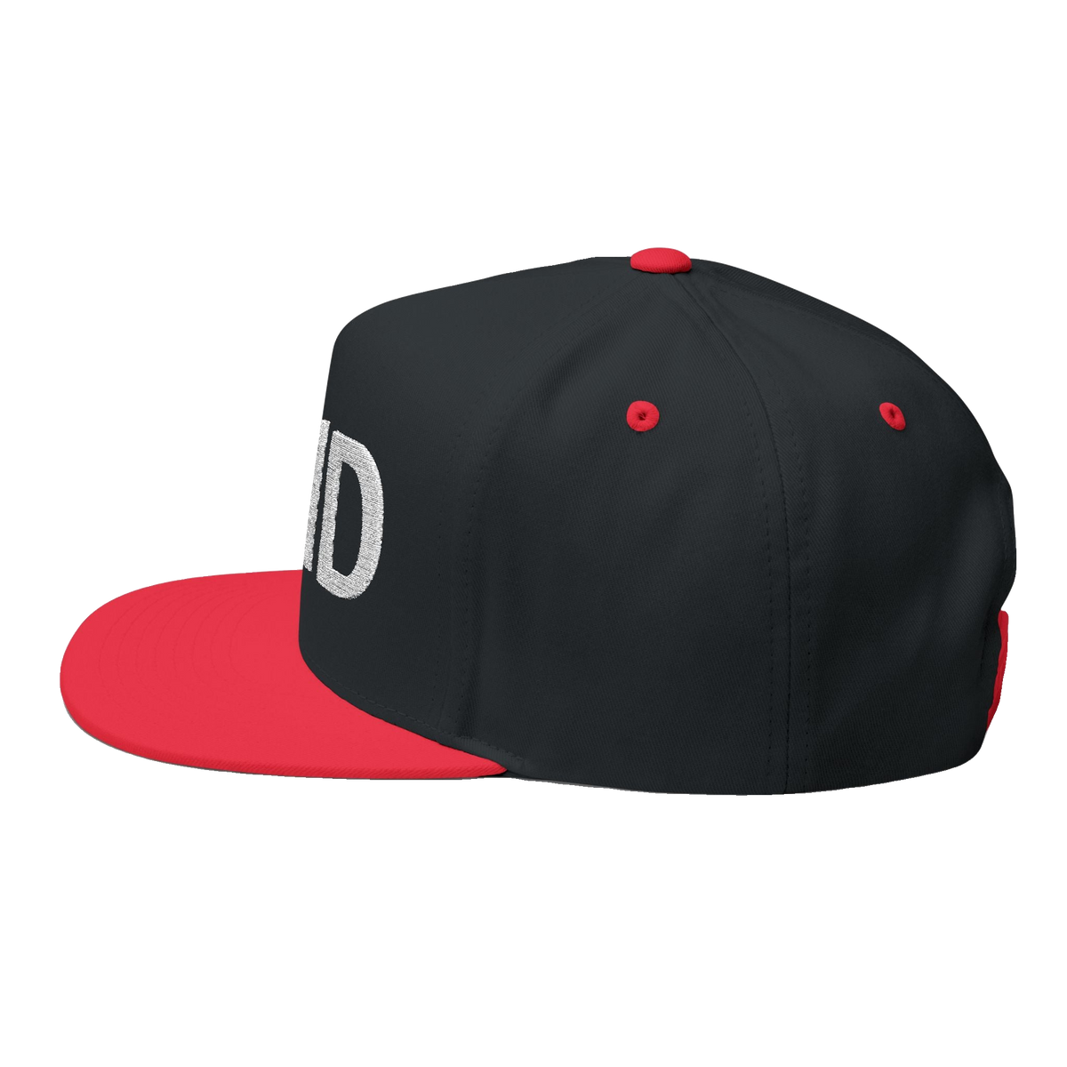 PAID Embroidered Flat Bill Cap — Snapback Hat with Bold Front Text