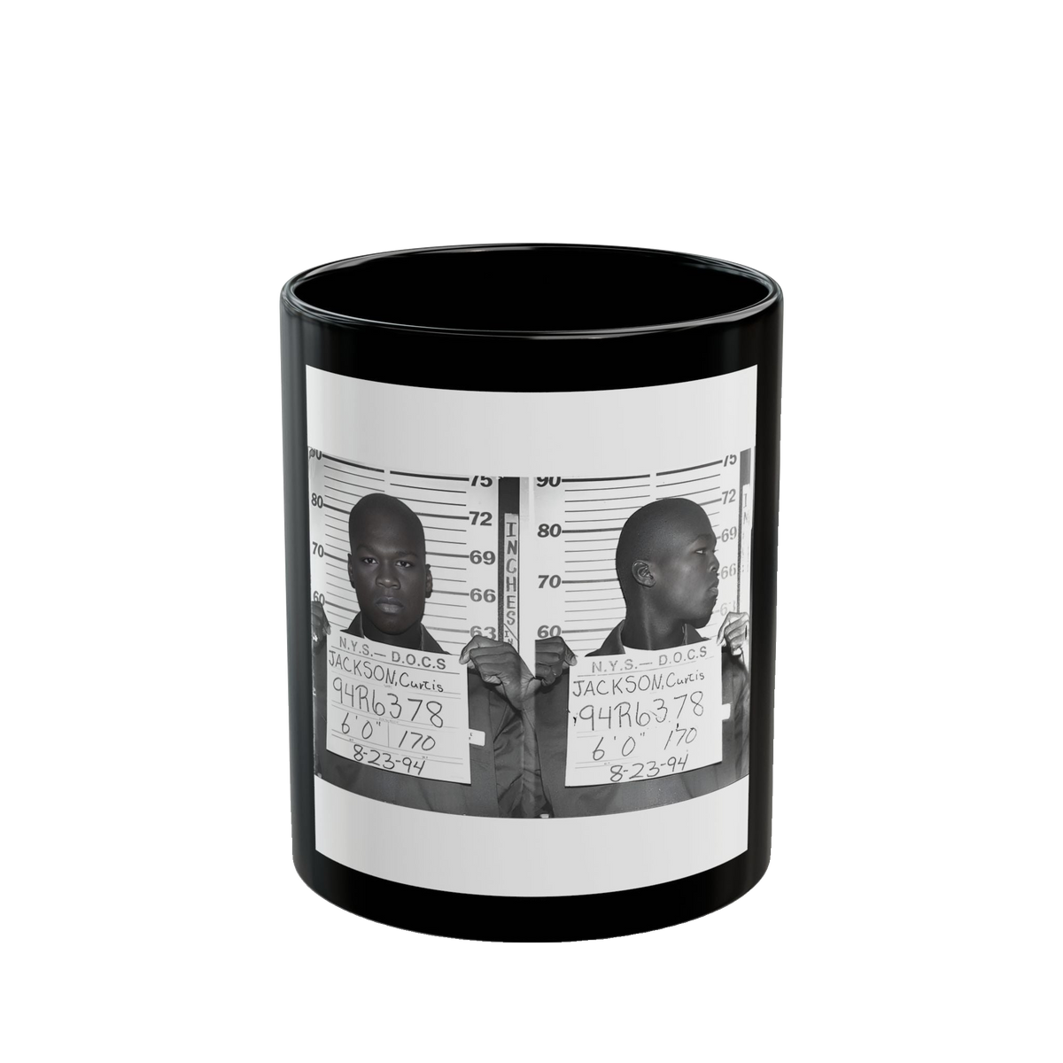 50 Cent Mugshot Mug – 11oz & 15oz Black Ceramic