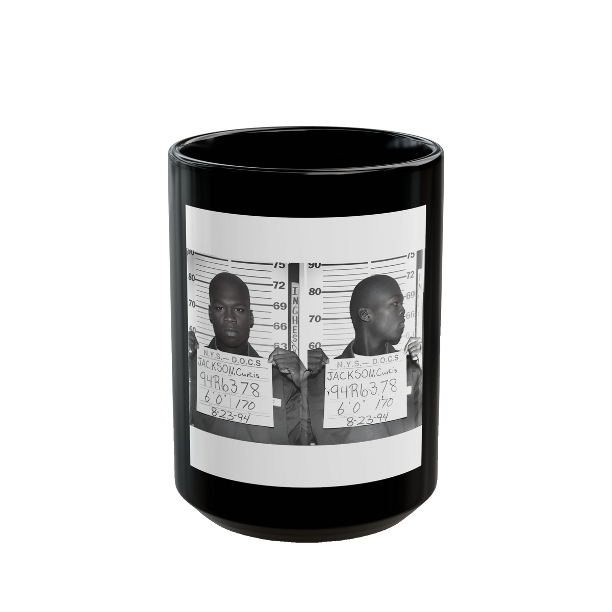 50 Cent Mugshot Mug – 11oz & 15oz Black Ceramic