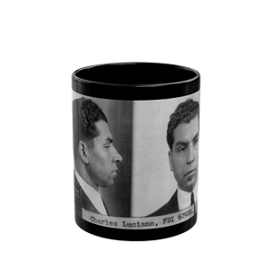 Lucky Luciano Mugshot Mug – 11oz & 15oz Black Ceramic