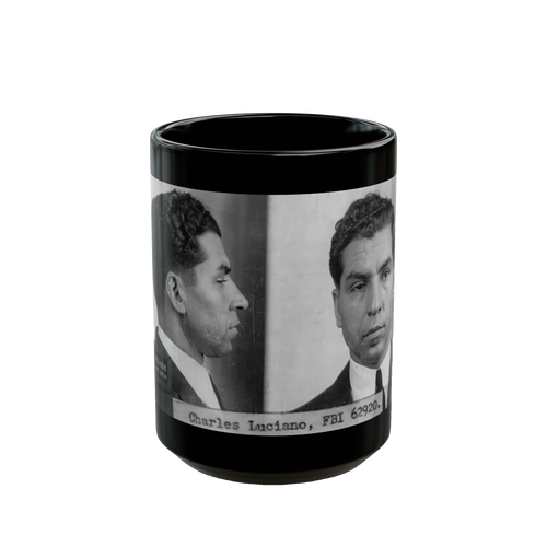 Lucky Luciano Mugshot Mug – 11oz & 15oz Black Ceramic