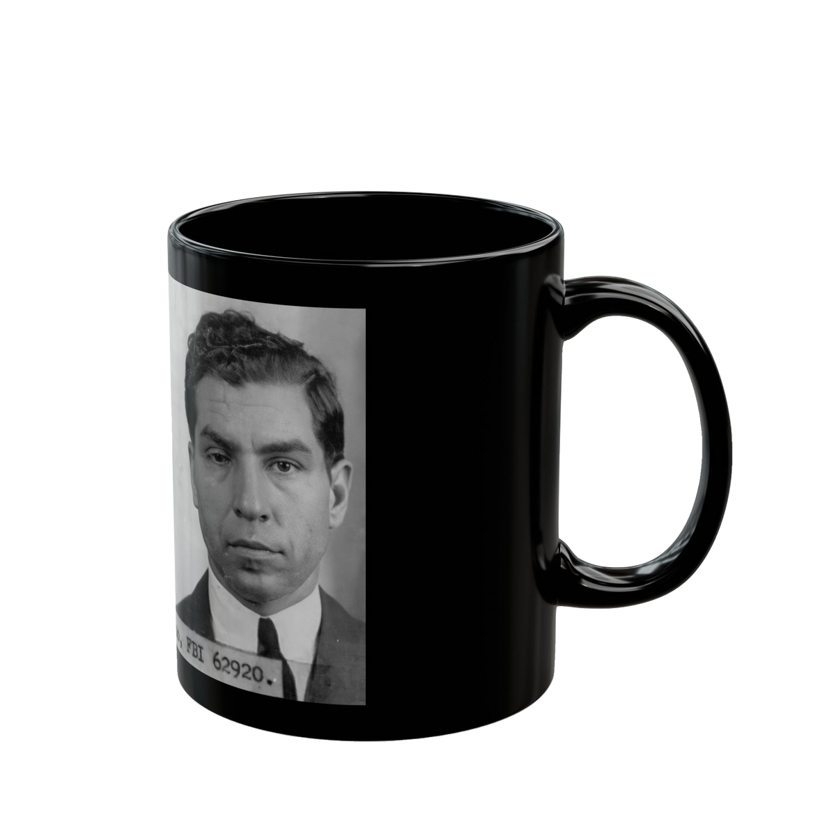 Lucky Luciano Mugshot Mug – 11oz & 15oz Black Ceramic