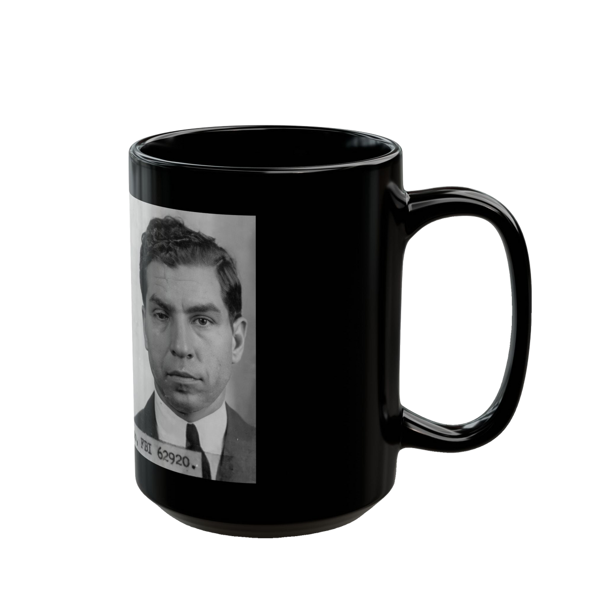 Lucky Luciano Mugshot Mug – 11oz & 15oz Black Ceramic