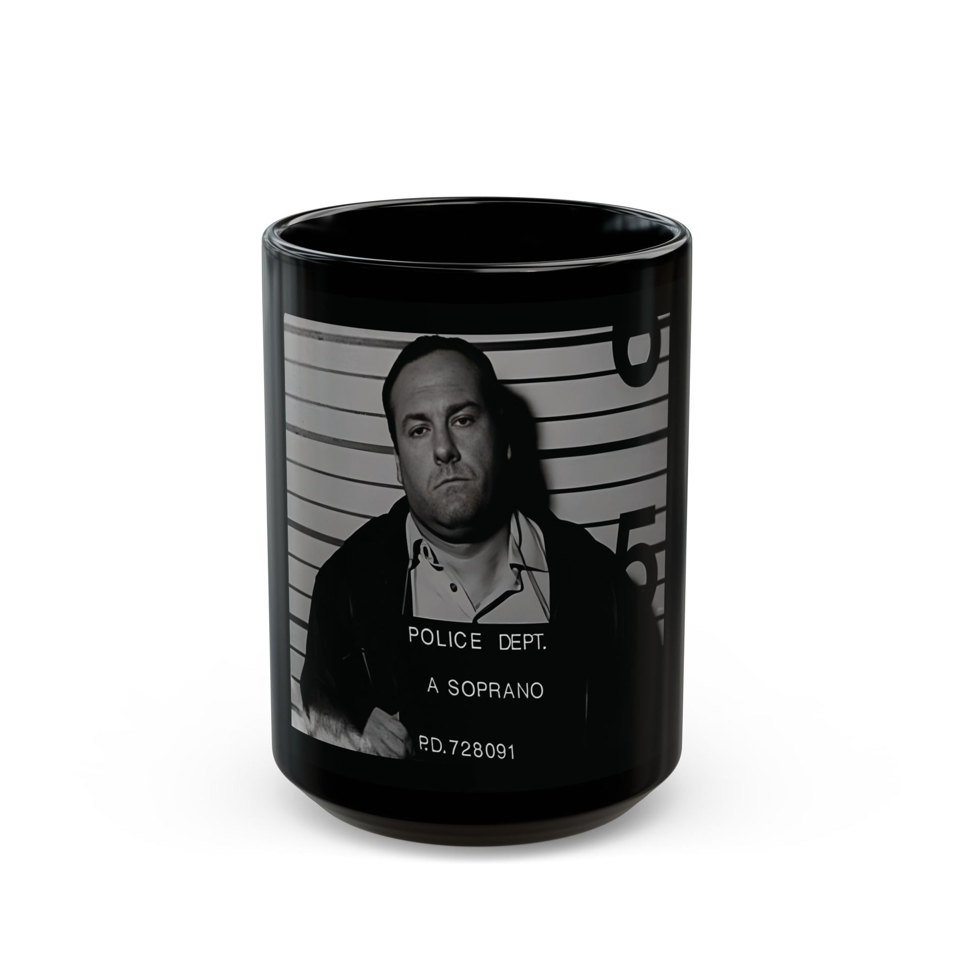 Anthony Soprano Mugshot Black Mug, Coffee Cup for TV Lovers, Gift for Sopranos Fans, Unique Collectible Mug, Funny Decorative Cup