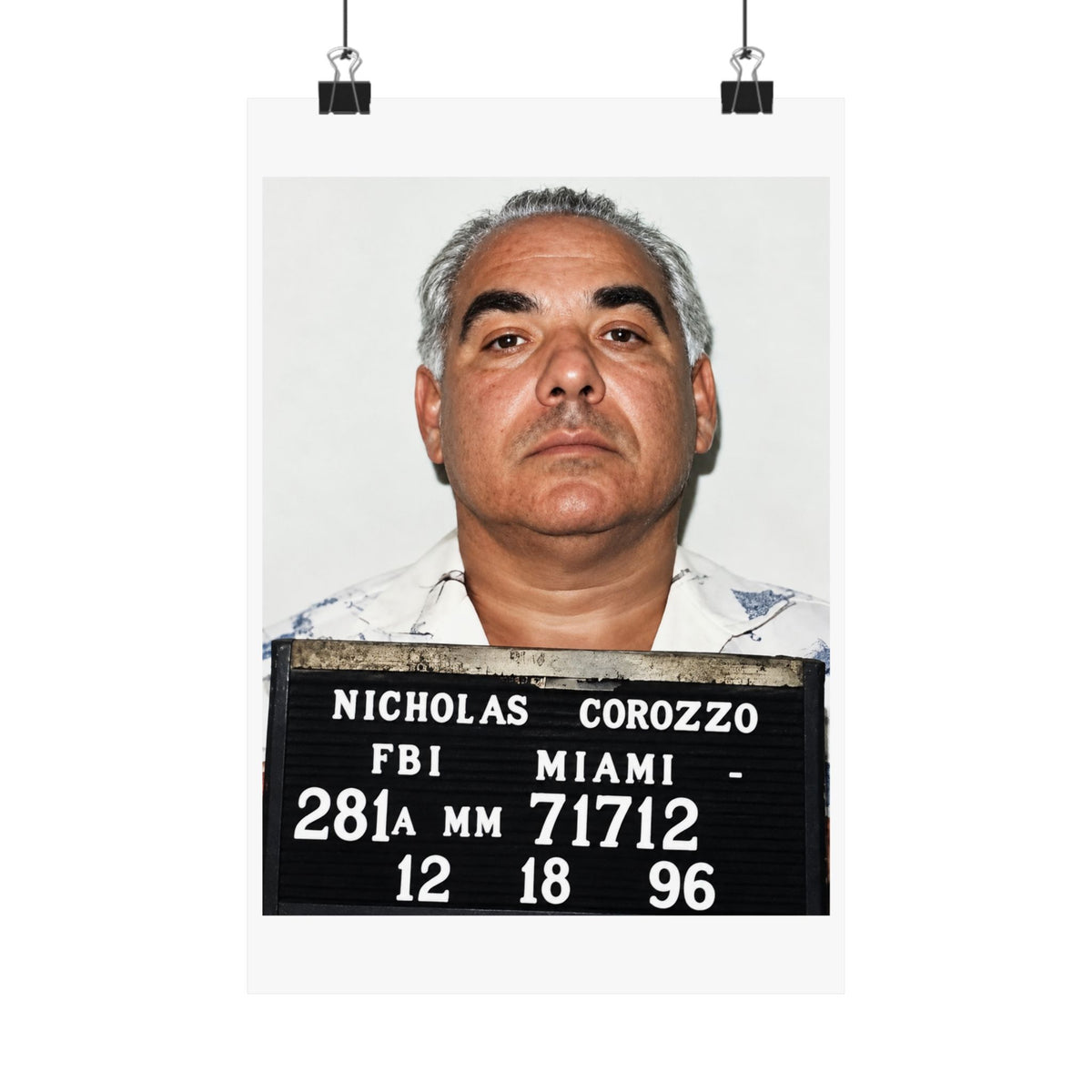 Nicholas Corozzo 1996 FBI Mugshot Poster – Matte Wall Art Print