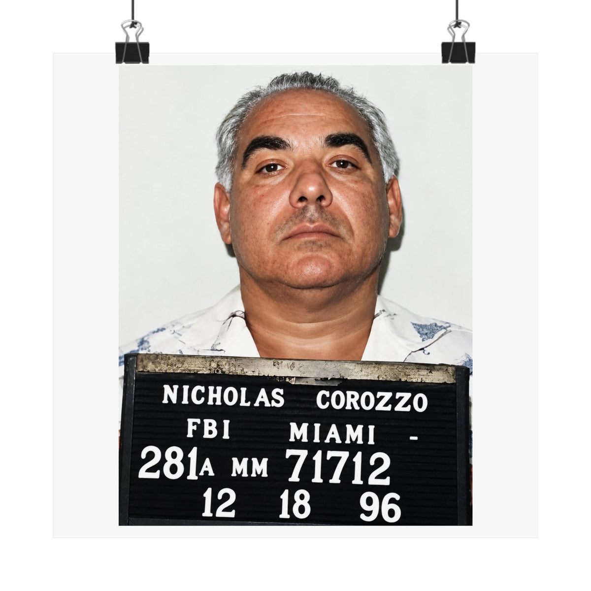 Nicholas Corozzo 1996 FBI Mugshot Poster – Matte Wall Art Print