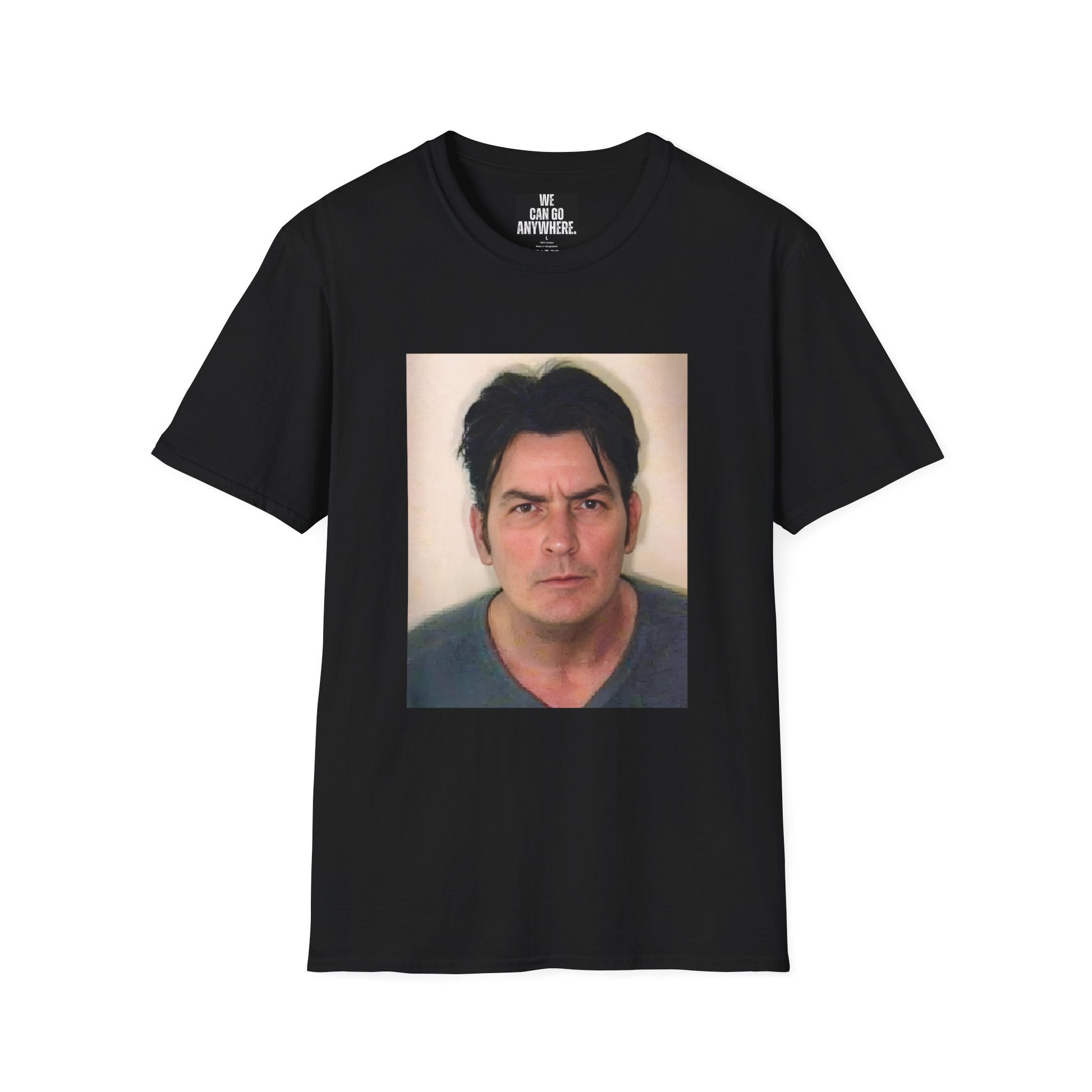 Charlie Sheen Mugshot Tee – Vintage Rebel Unisex T-Shirt, Iconic Celebrity Graphic