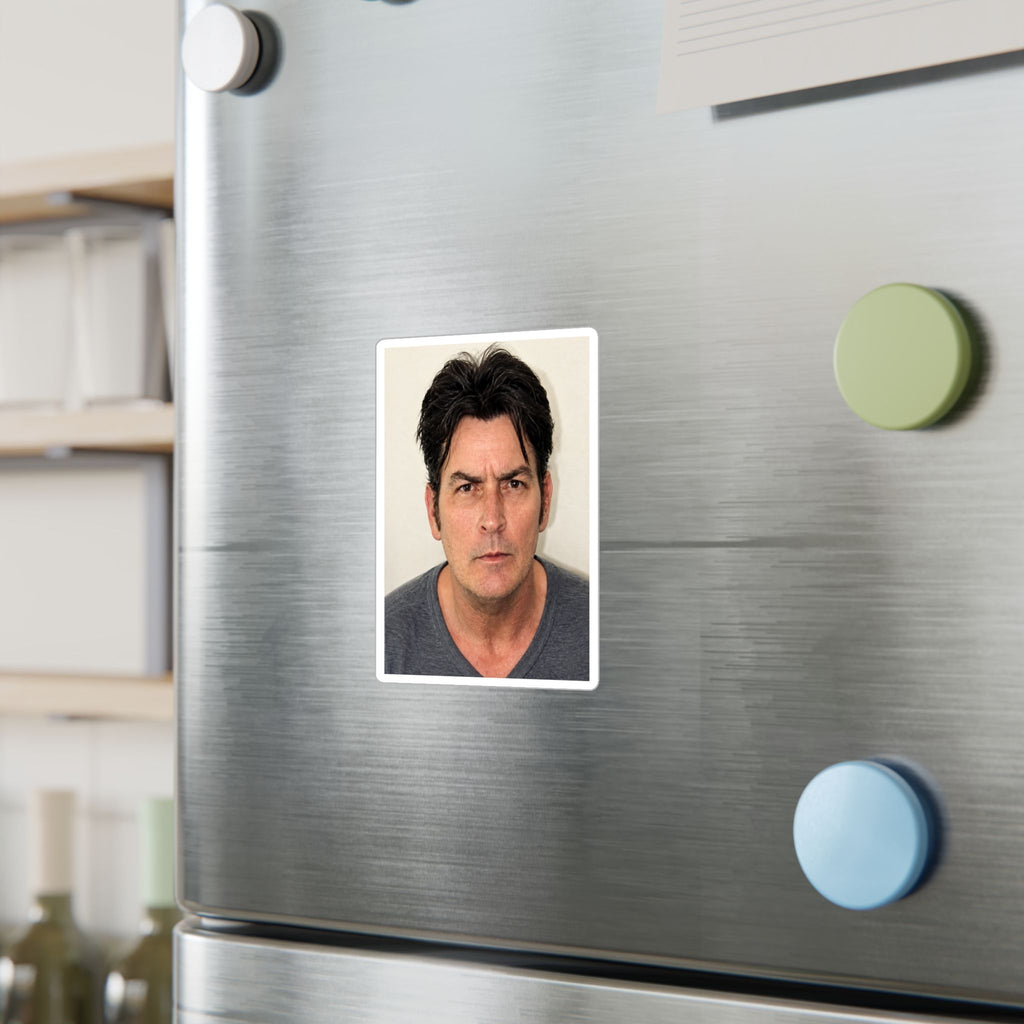 Charlie Sheen Mugshot Sticker – Kiss-Cut Vinyl Decal