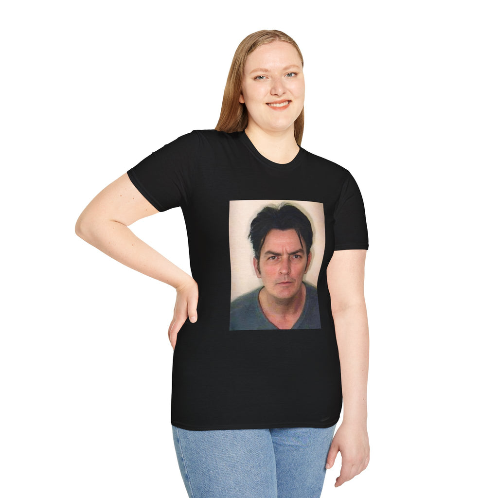Charlie Sheen Mugshot Tee – Vintage Rebel Unisex T-Shirt, Iconic Celebrity Graphic