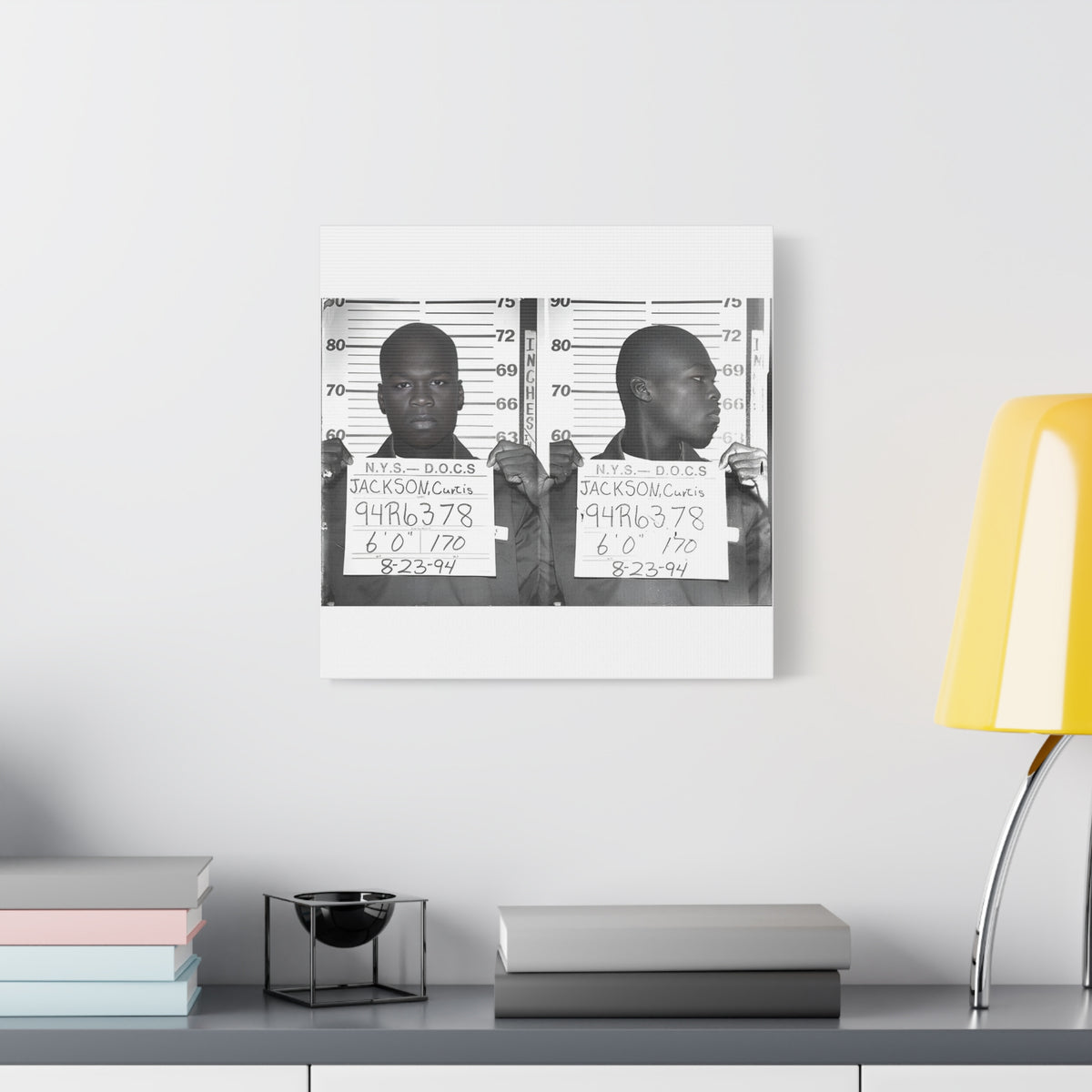 50 Cent 1994 Mugshot Canvas – Matte Stretched 1.25"