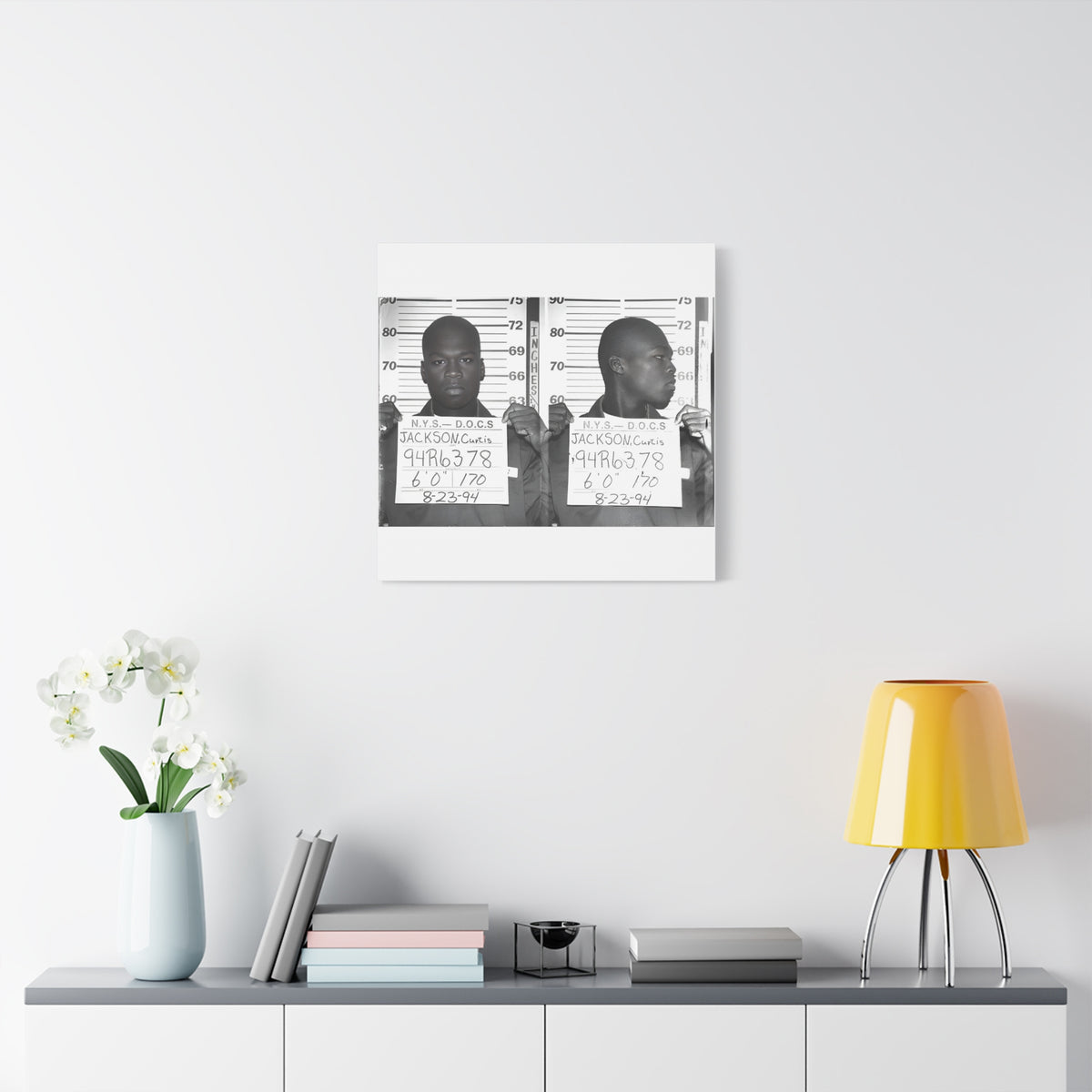 50 Cent 1994 Mugshot Canvas – Matte Stretched 1.25"