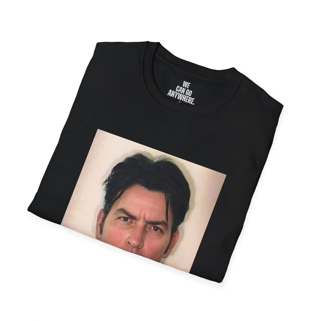 Charlie Sheen Mugshot Tee – Vintage Rebel Unisex T-Shirt, Iconic Celebrity Graphic