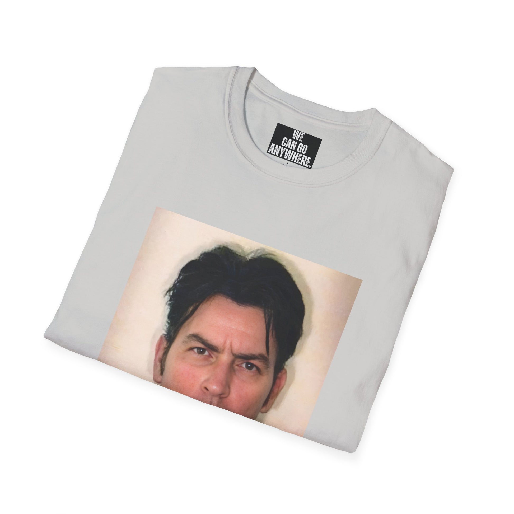 Charlie Sheen Mugshot Tee – Vintage Rebel Unisex T-Shirt, Iconic Celebrity Graphic