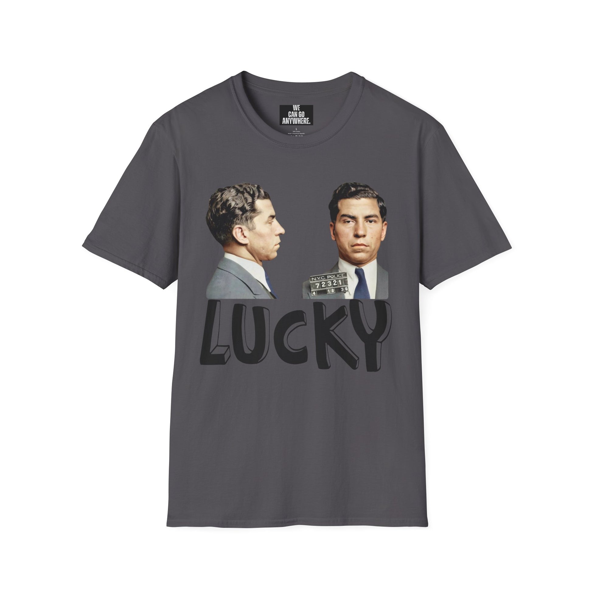Lucky Luciano Graphic Unisex Softstyle T-Shirt, Vintage Style Tee, Casual Wear, Gift for Him/Her, St. Patrick's Day Shirt, Everyday Comfort
