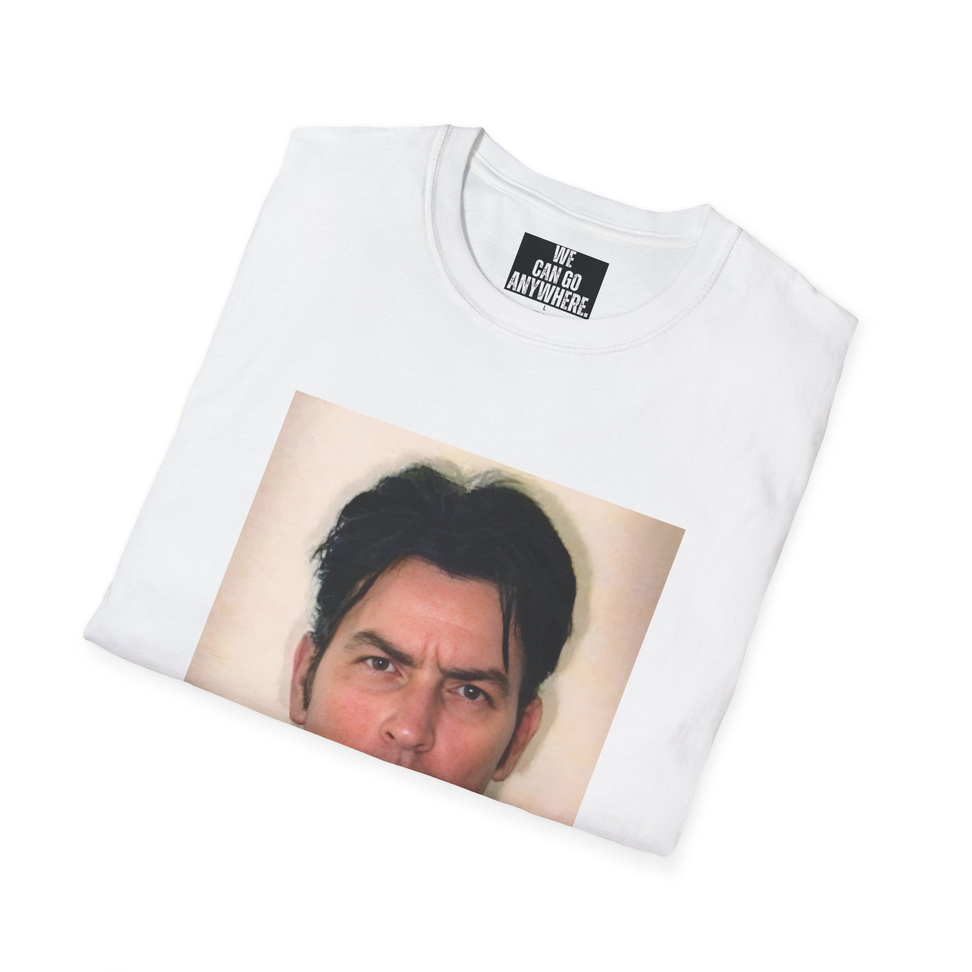 Charlie Sheen Mugshot Tee – Vintage Rebel Unisex T-Shirt, Iconic Celebrity Graphic