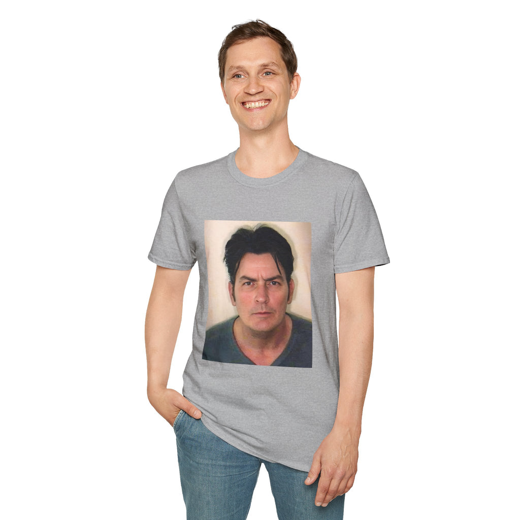 Charlie Sheen Mugshot Tee – Vintage Rebel Unisex T-Shirt, Iconic Celebrity Graphic