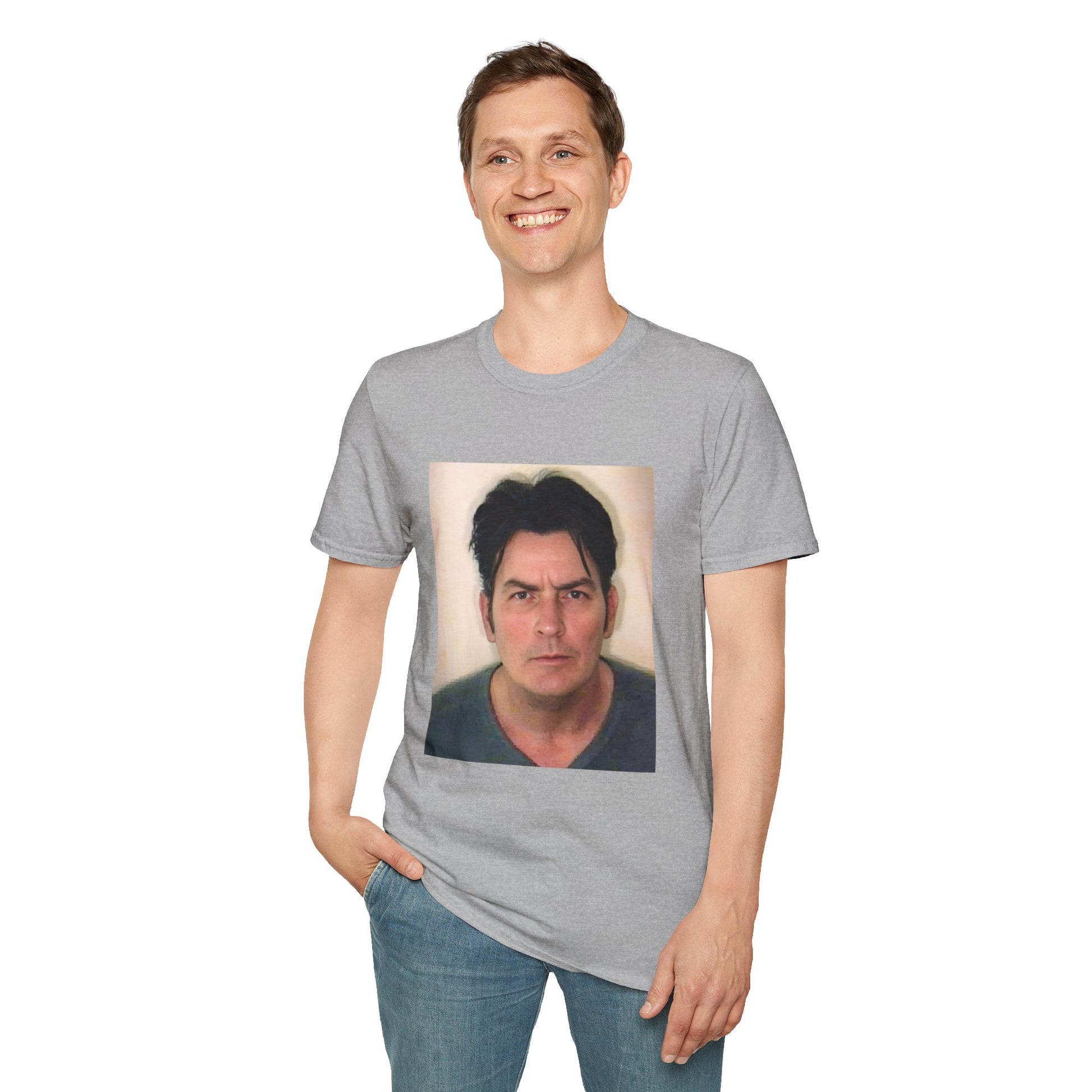 Charlie Sheen Mugshot Tee – Vintage Rebel Unisex T-Shirt, Iconic Celebrity Graphic