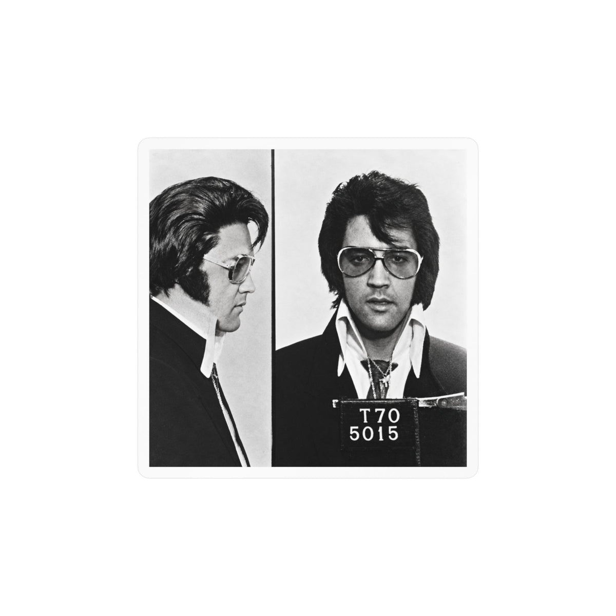 Elvis Presley 1970 Mugshot Sticker – Kiss-Cut Vinyl Decal