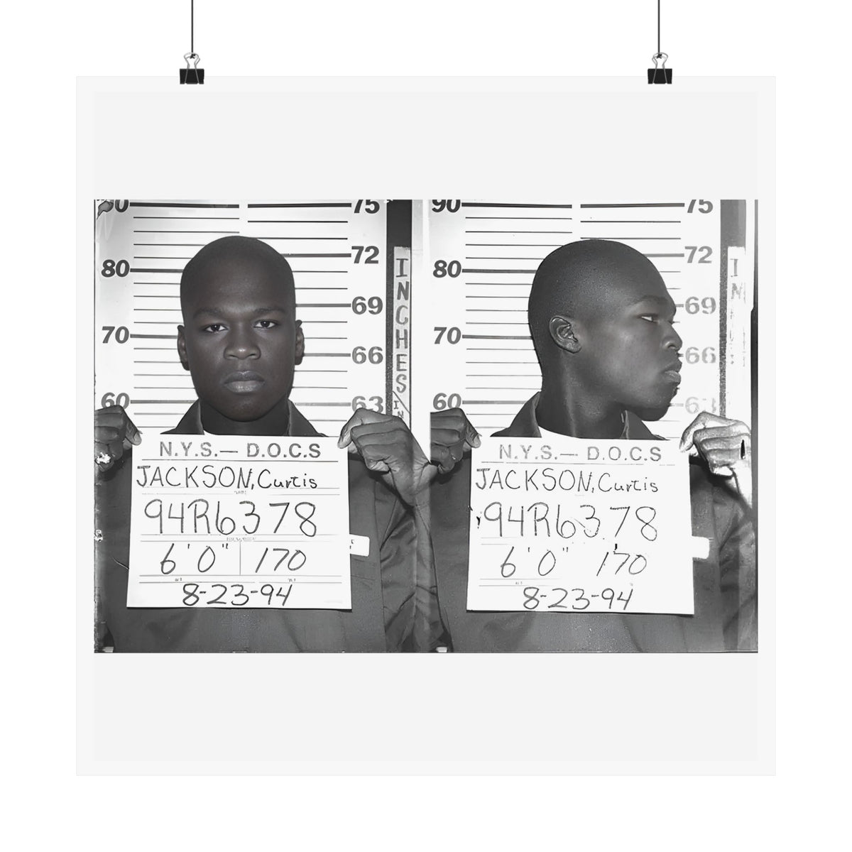 50 Cent Mugshot Poster – Square Matte Wall Art Print